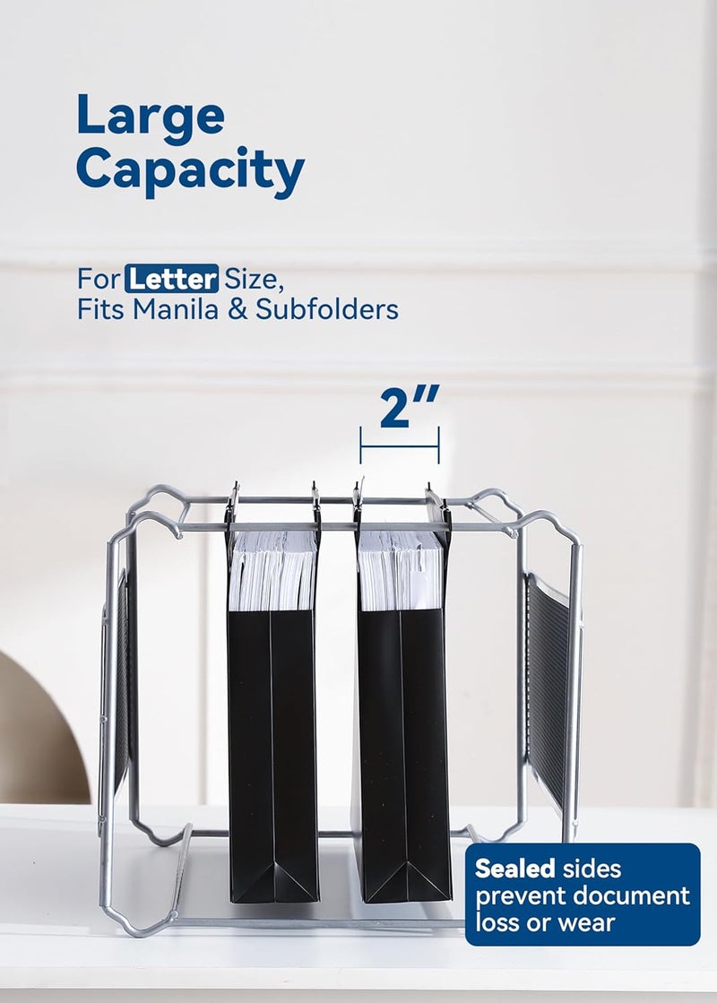 SortRax Plastic Extra Capacity Hanging File Folders, 2" Expanding Pocket, Heavy Duty for Filing Cabinet, Insertable 1/5-Cut Tabs, Letter Size - 12 Pack - Image 2